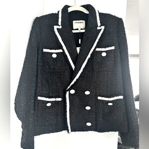 NWT L'AGENCE Black and White Tweed Blazer